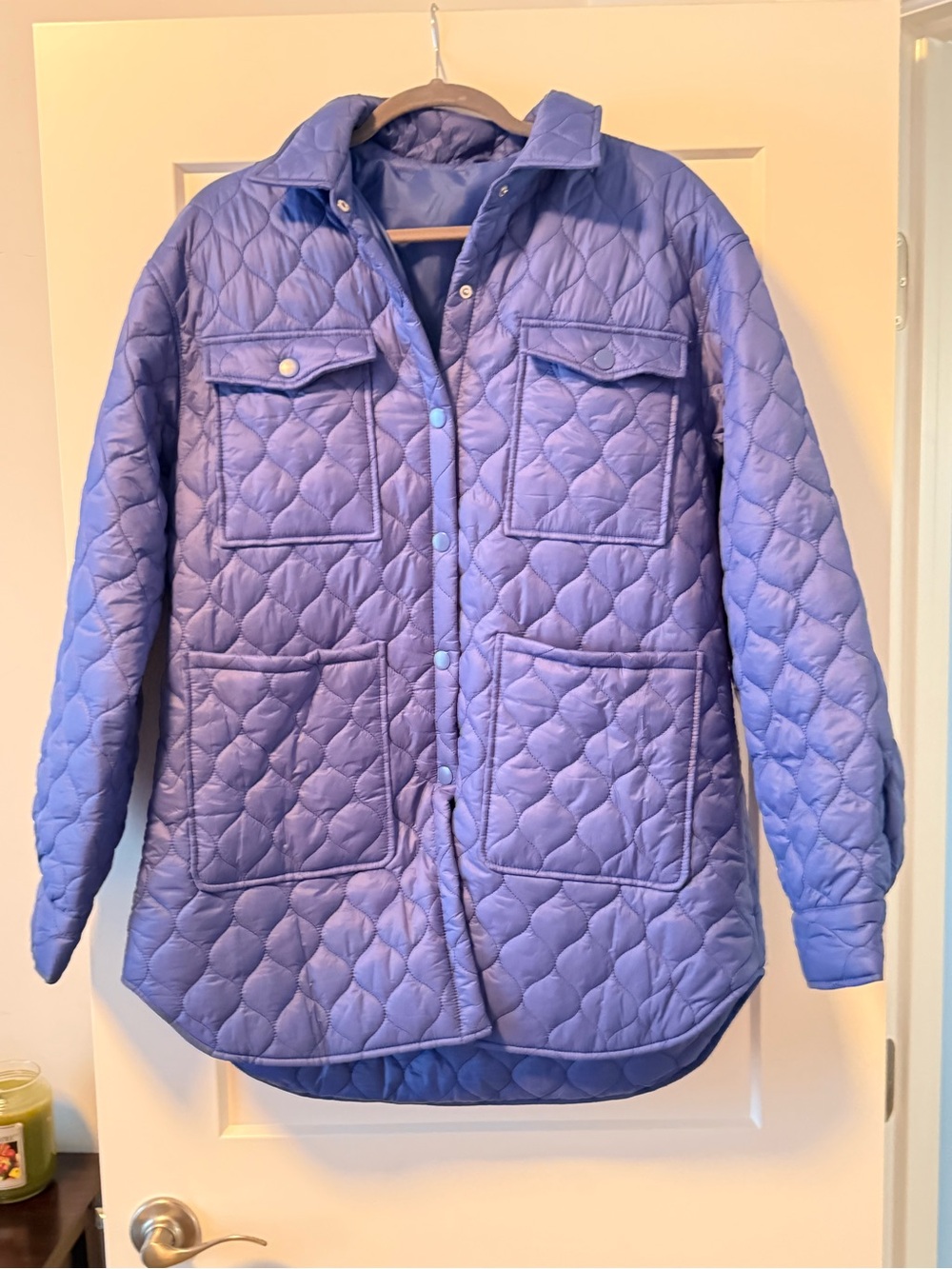 Amazon Quilted Puffer Shacket in Blue